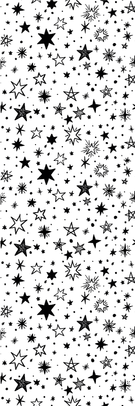 Tapis vinyle chambre motif étoiles noires fond blanc - TenStickers