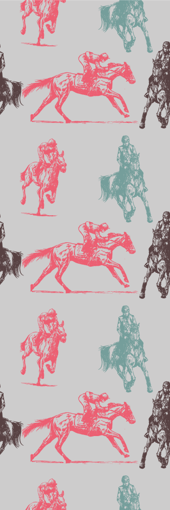 Tapis vinyle chambre motif chevaux colorés sur fond gris - TenStickers