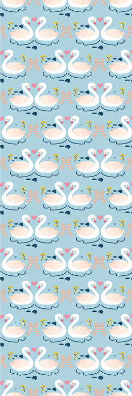 Tapis vinyle chambre motifs de cygnes amoureux bleu - TenStickers