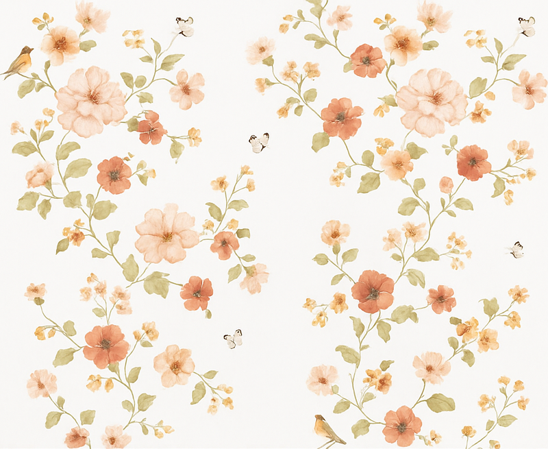 Tapis vinyle chambre fleurs blanches simples - TenStickers