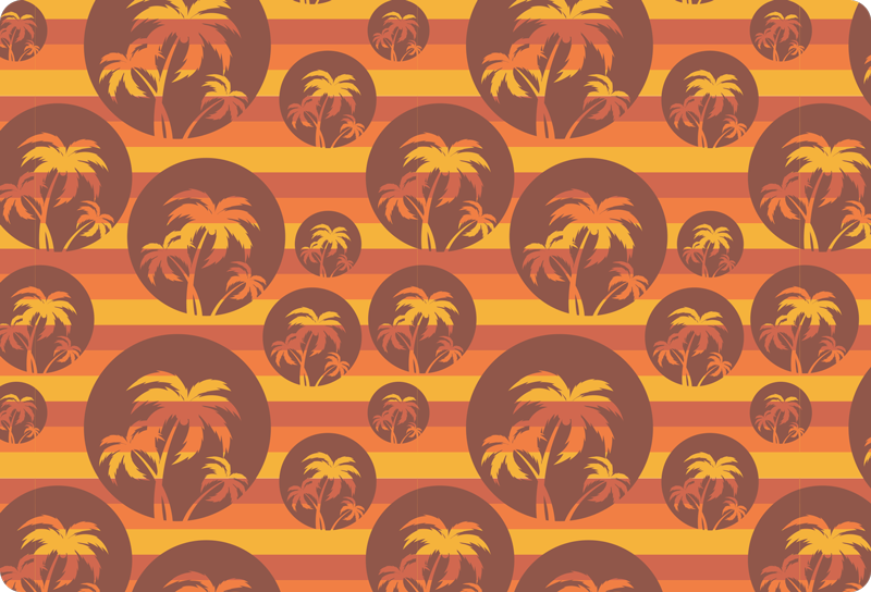 Tapis vinyle géométrique coucher de soleil et palmiers - TenStickers