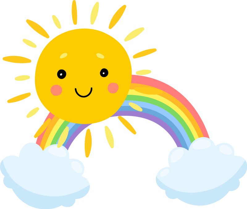 Tapis vinyle pour enfants ciel cartoon soleil et arc-en-ciel - TenStickers