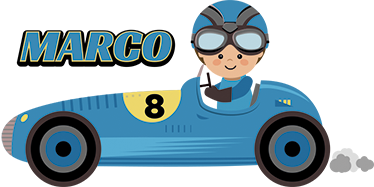 Tapis vinyle pour enfants voiture de f1 avec nom - TenStickers