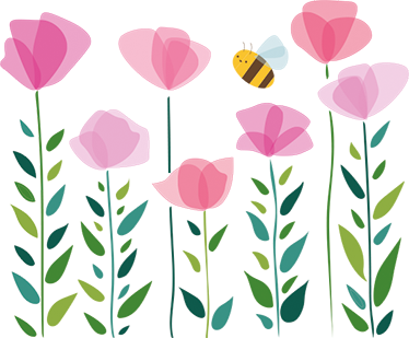 Tapis vinyle pour enfants fleurs roses et abeille - TenStickers