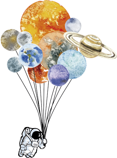 Tapis vinyle pour enfants astronaute et ballons colorés - TenStickers
