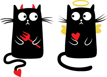Tapis vinyle pour enfants chat gentil et méchant - TenStickers