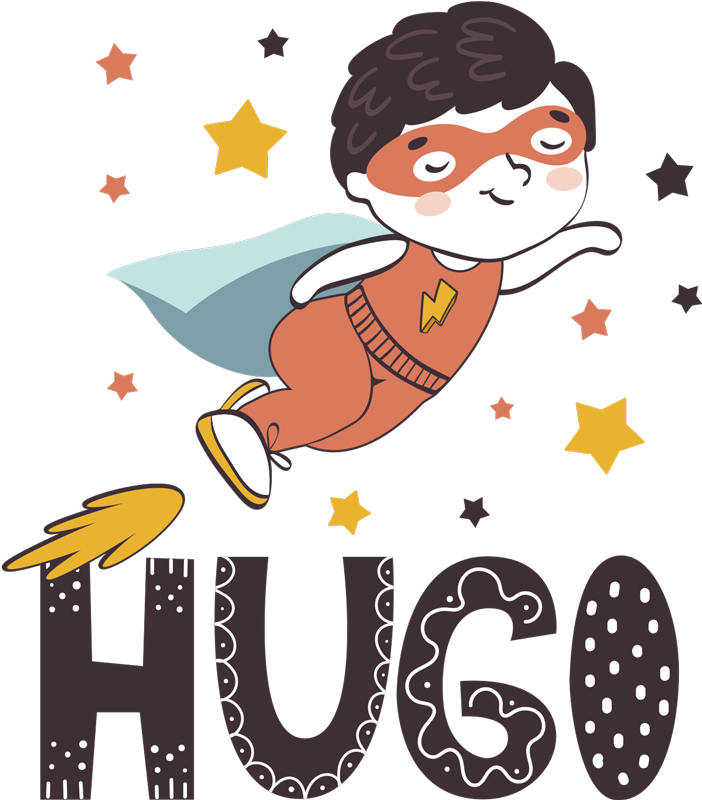 Tapis vinyle pour enfants super-héros prénom personnalisable - TenStickers