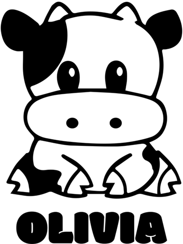Tapis vinyle pour enfants vache noire et blanche avec nom - TenStickers