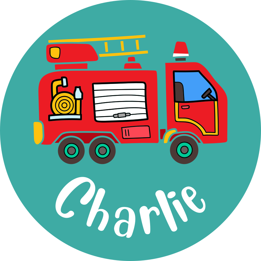 Tapis vinyle pour enfants camion de pompier personnalisé - TenStickers