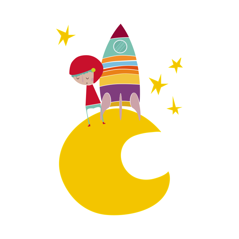 Tapis vinyle pour enfants fusée sur la lune - TenStickers