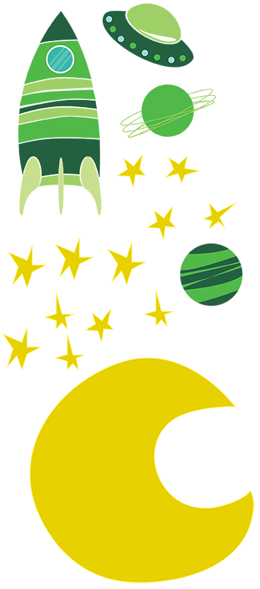 Tapis vinyle pour enfants motifs spatiaux verts - TenStickers