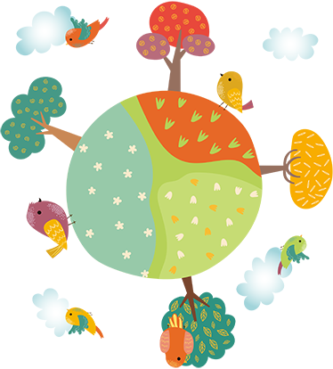 Tapis vinyle pour enfants printemps circulaire animaux - TenStickers