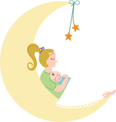 Tapis vinyle pour enfants maman et bébé sur la lune - TenStickers