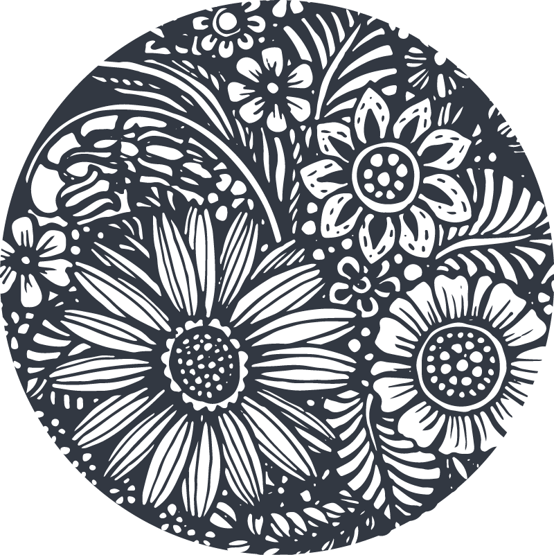 Tapis vinyle chambre design floral rond - TenStickers