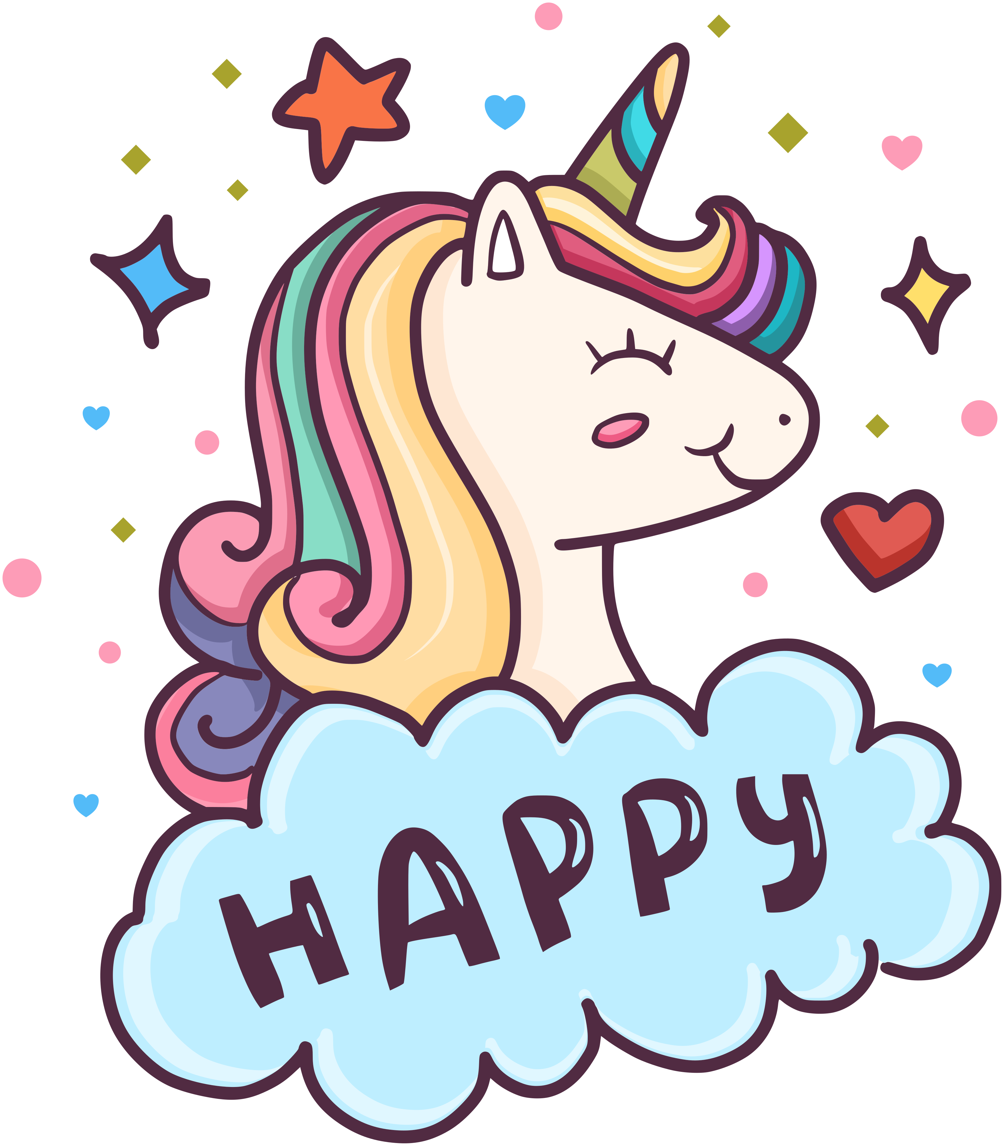 Tapis vinyle pour enfants tête de licorne dans les nuages - TenStickers
