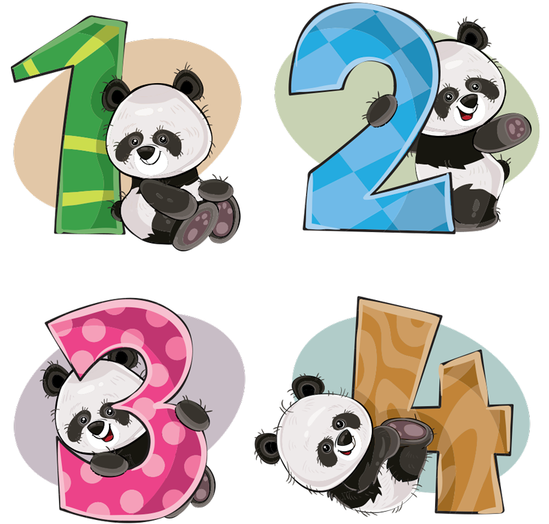 Tapis vinyle pour enfants 4 pandas - TenStickers