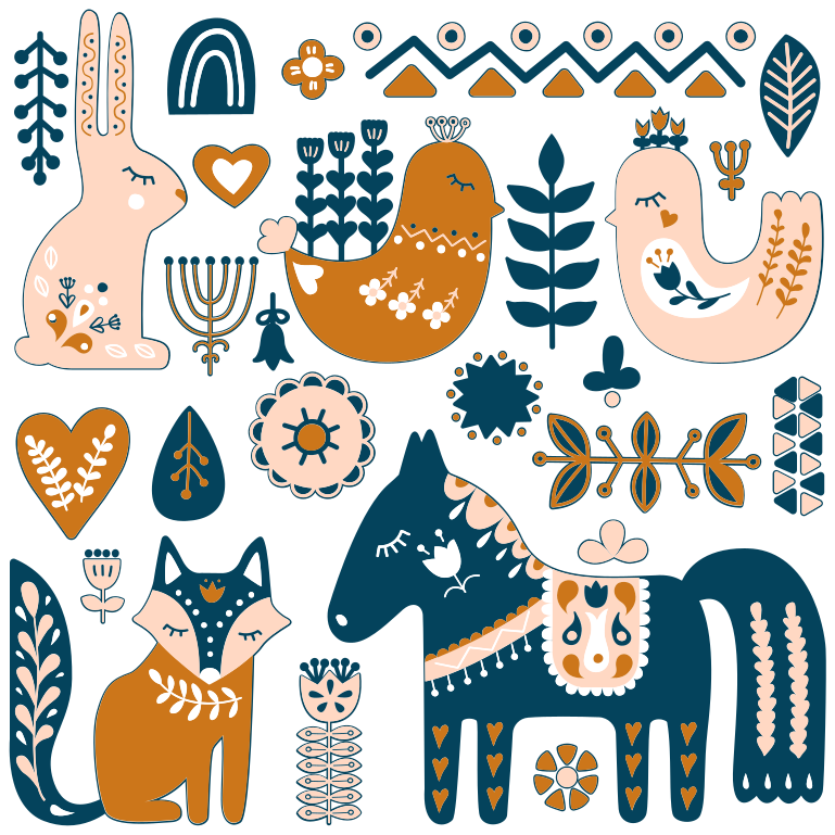 Tapis vinyle pour enfants animaux de la forêt nordique - TenStickers
