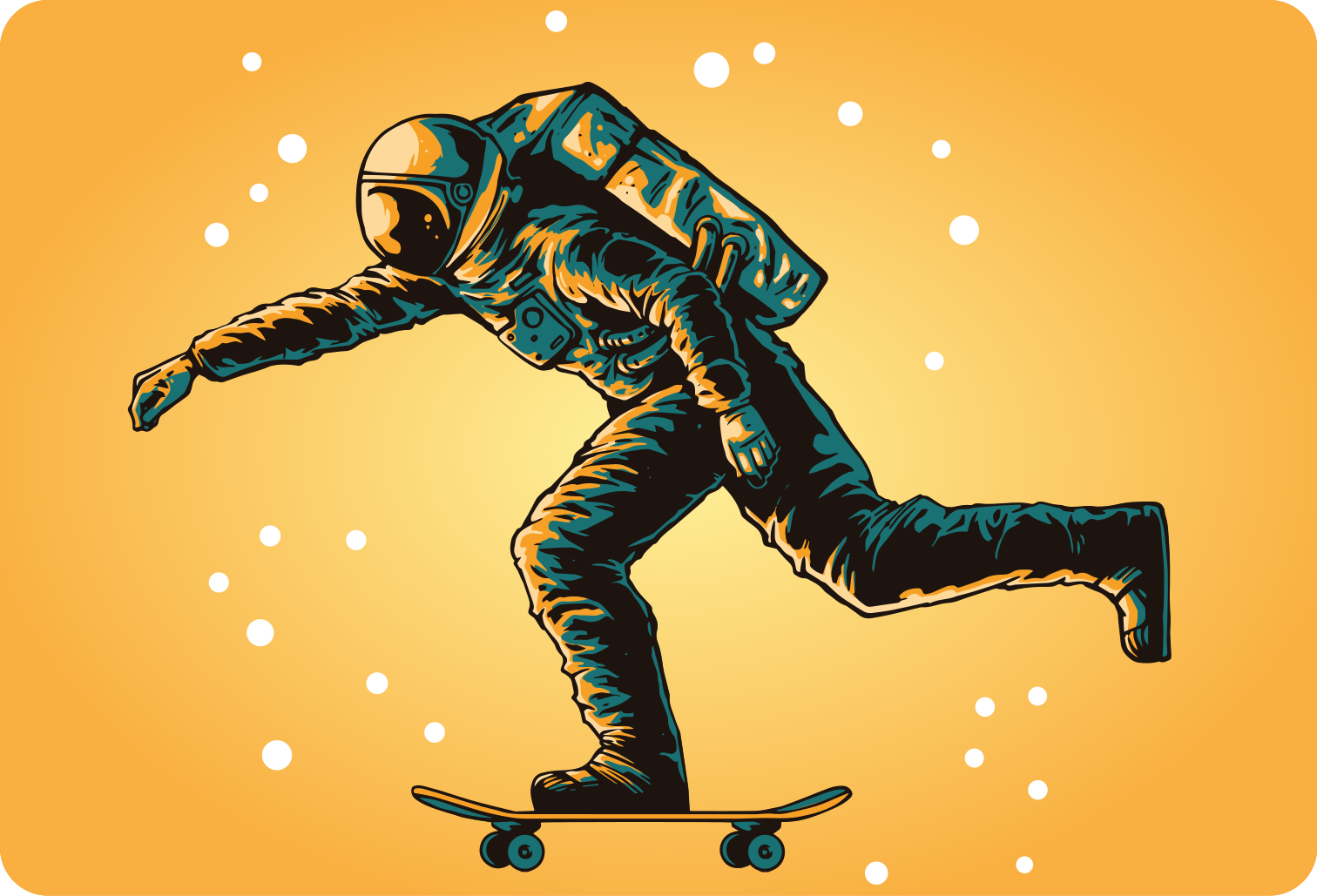 Tapis vinyle pour enfants astronaute sur skate - TenStickers