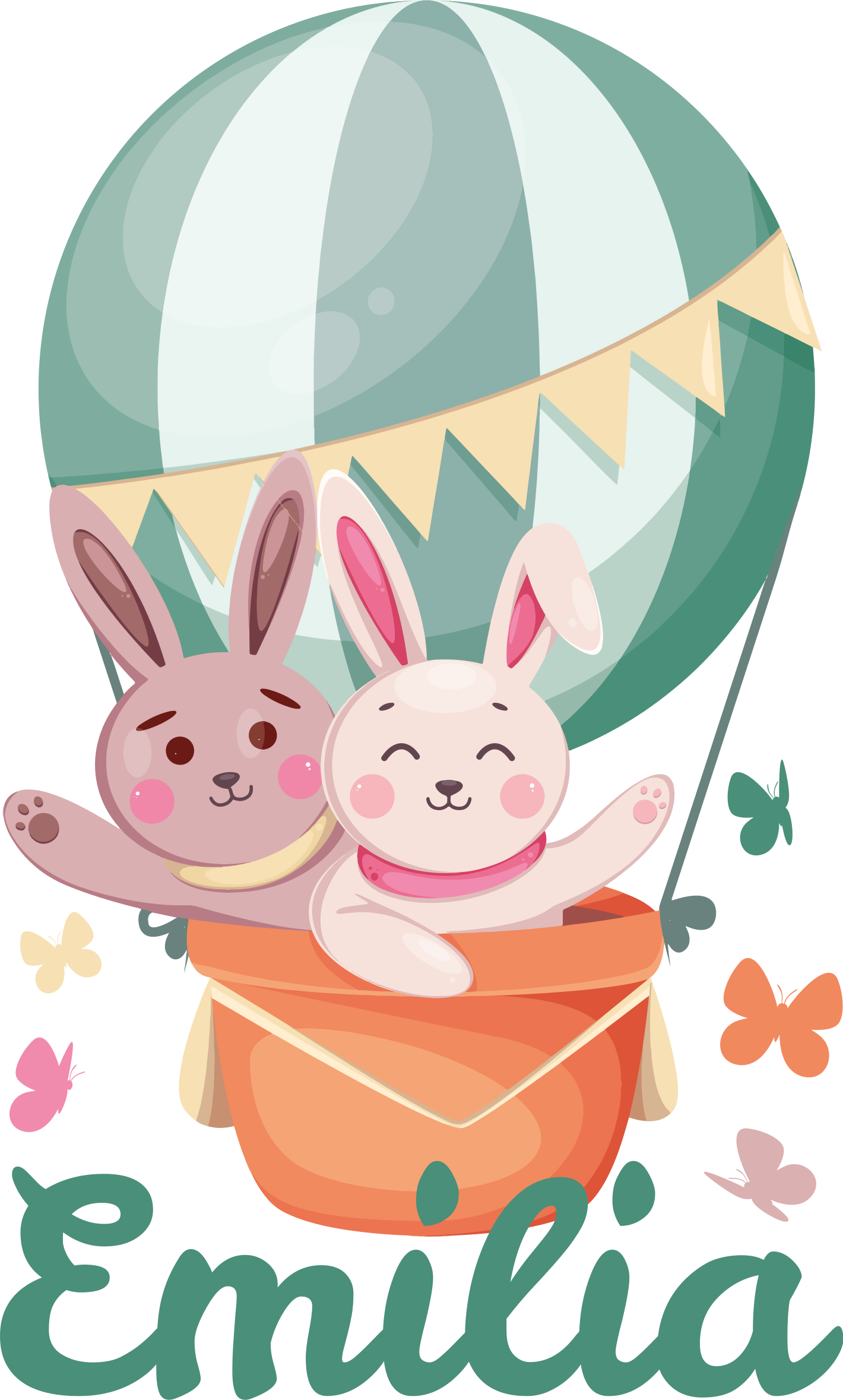 Tapis vinyle pour enfants lapins personnalisés en ballon - TenStickers