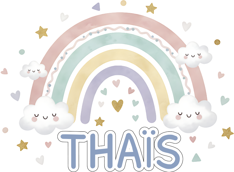 Tapis vinyle pour enfants arc-en-ciel avec nom - TenStickers