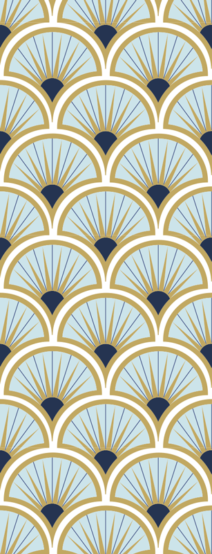 Tapis vinyle salle de bain nuances de bleu art déco - TenStickers
