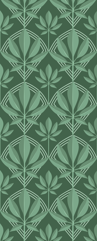 Tapis vinyle salle de bain feuilles vertes déco art déco - TenStickers
