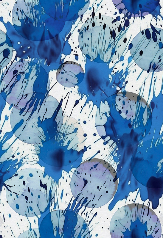 Tapis vinyle salle de bain cercles encre bleue - TenStickers