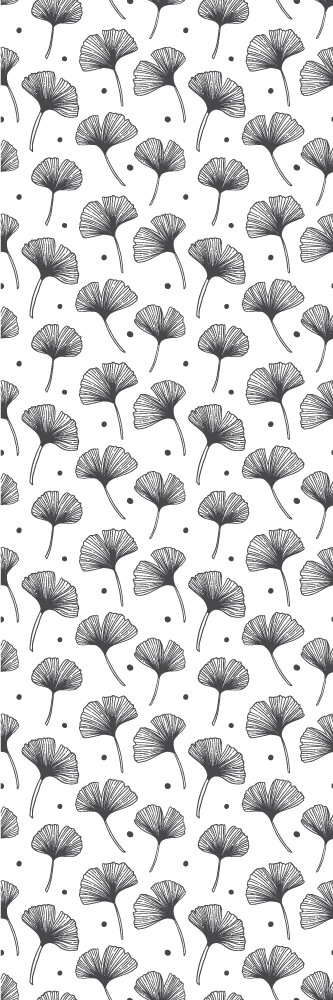 Tapis vinyle salle de bain motif feuilles de gingko blanc - TenStickers
