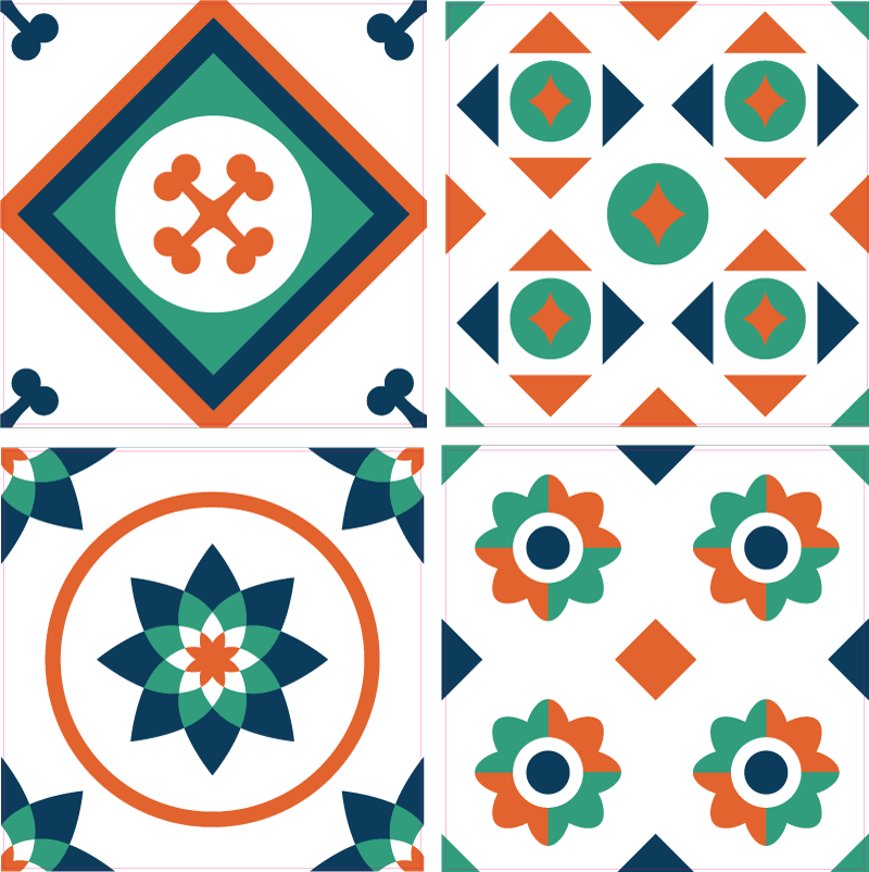 Tapis vinyle salle de bain carreaux géométriques - TenStickers