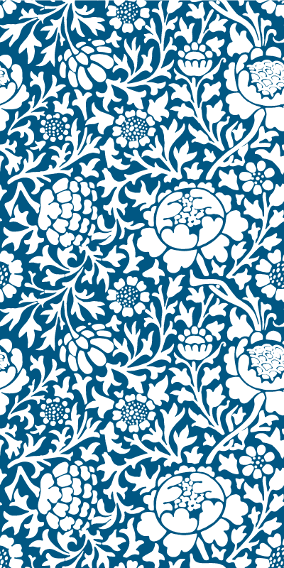 Tapis vinyle cuisine flore bleue marine - TenStickers