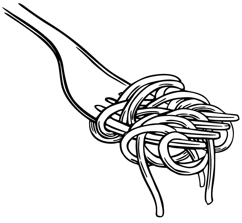 Tapis vinyle cuisine style gravure fourchette spaghetti - TenStickers
