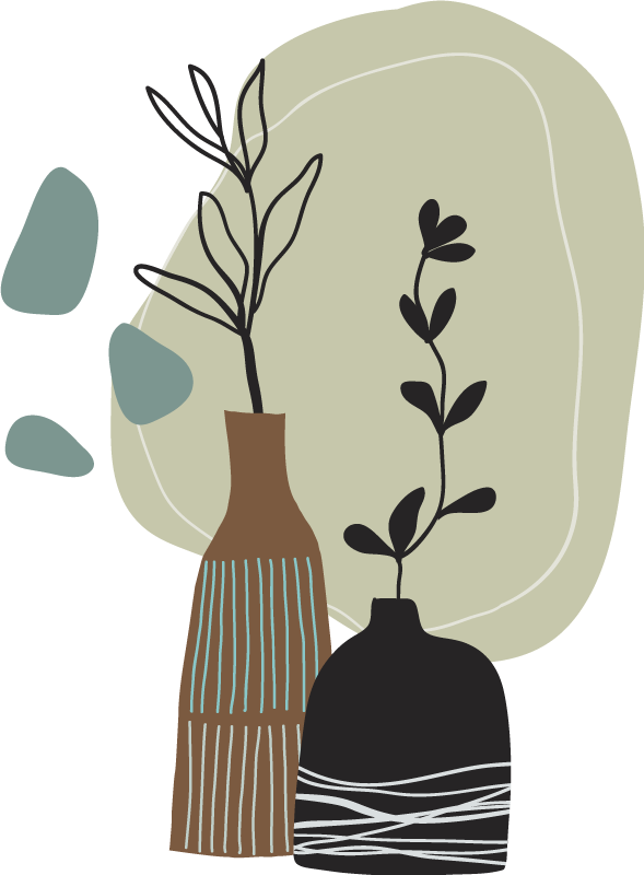 Tapis vinyle cuisine feuilles colorées dans vase - TenStickers