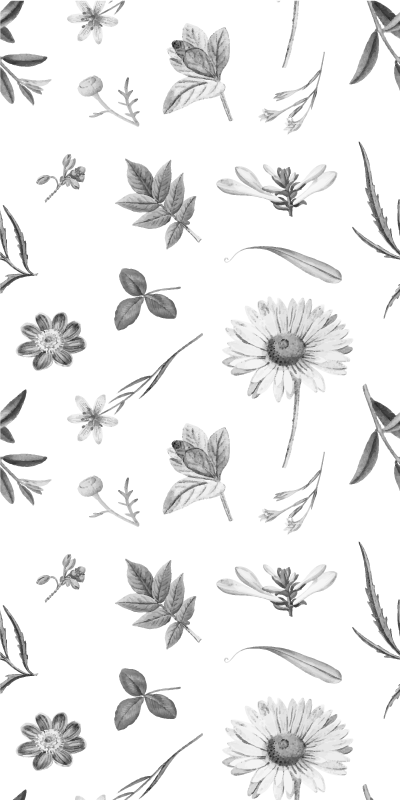 Tapis vinyle cuisine fleurs grises printanières - TenStickers