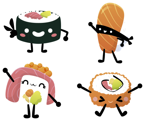 Tapis vinyle cuisine sushi kawaii - TenStickers