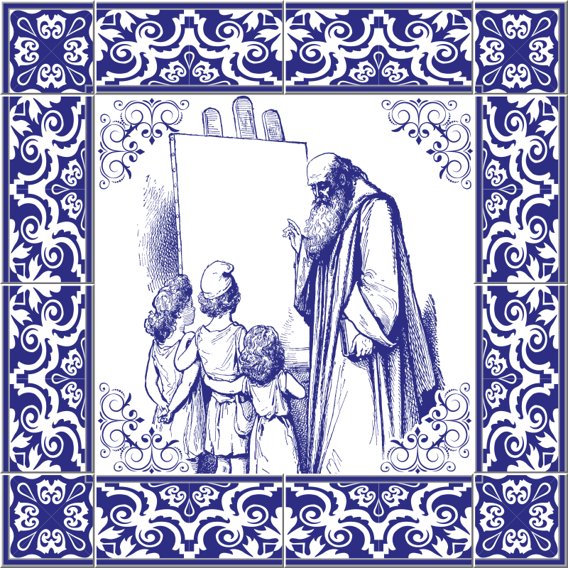 Tapis vinyle cuisine professeur delft bleu - TenStickers