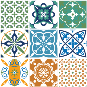 Tapis vinyle cuisine carrelage en porcelaine mixte - TenStickers