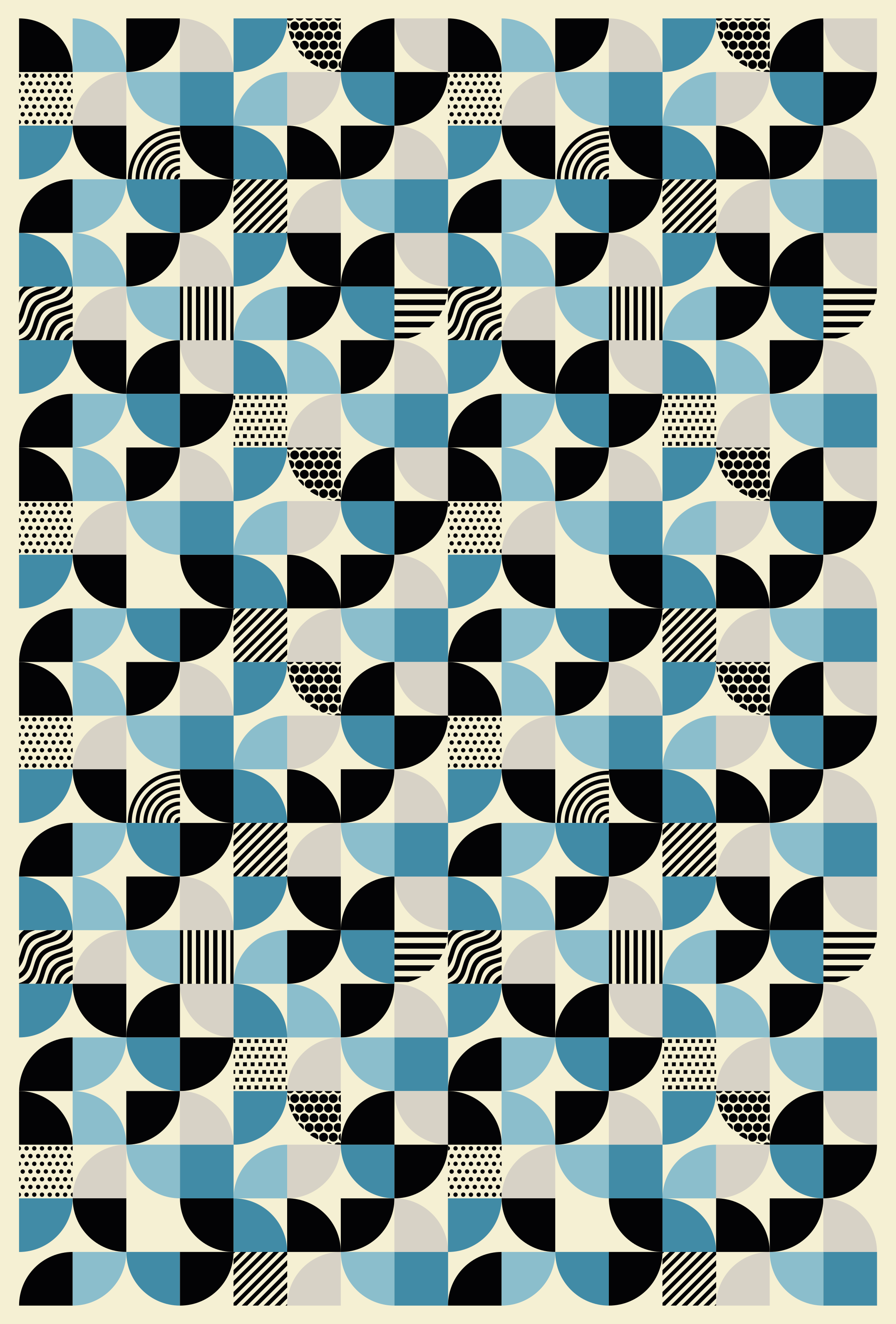 Tapis vinyle cuisine motif bauhaus bleu rétro - TenStickers