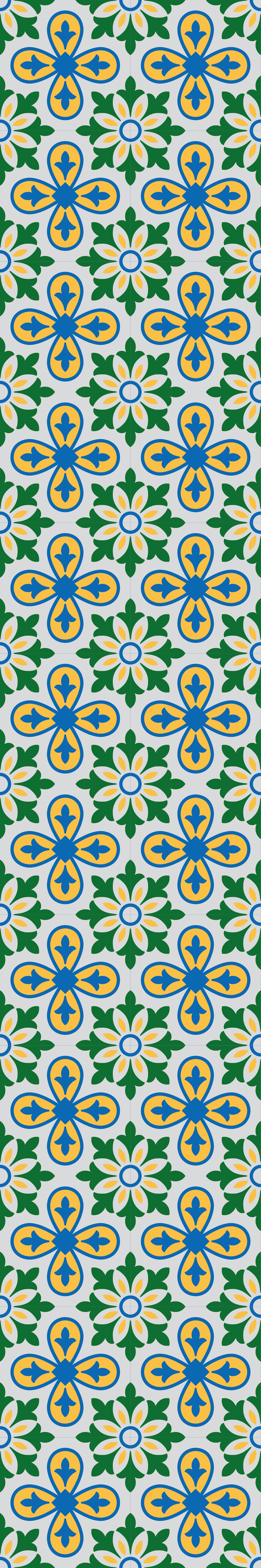 Tapis vinyle cuisine carreaux portugais bleu et jaune - TenStickers