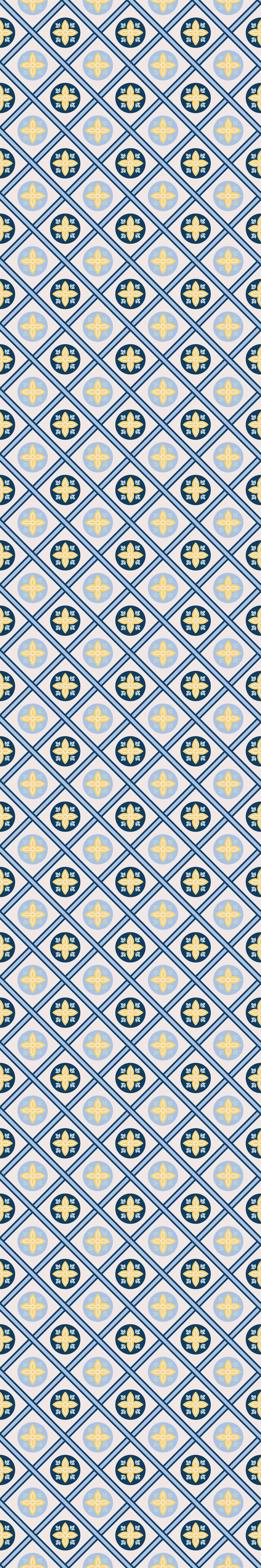 Tapis vinyle cuisine carreaux portugais bleu et jaune - TenStickers