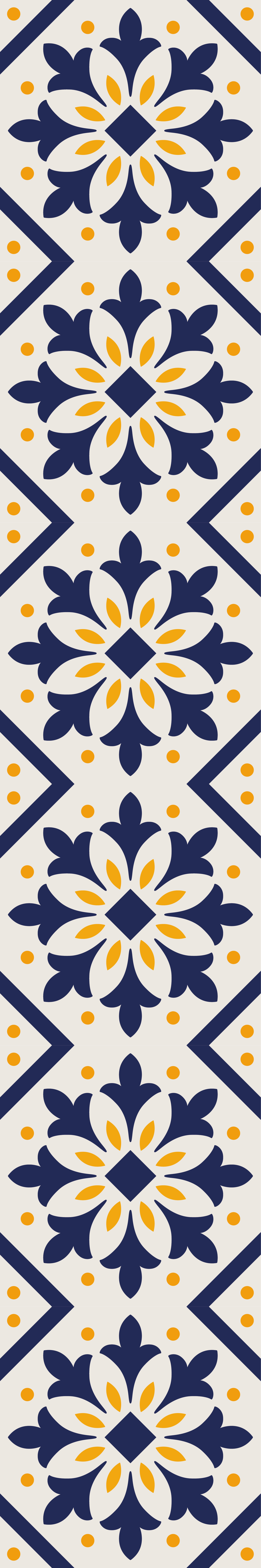Tapis vinyle cuisine bleu avec carreaux jaunes portugais - TenStickers
