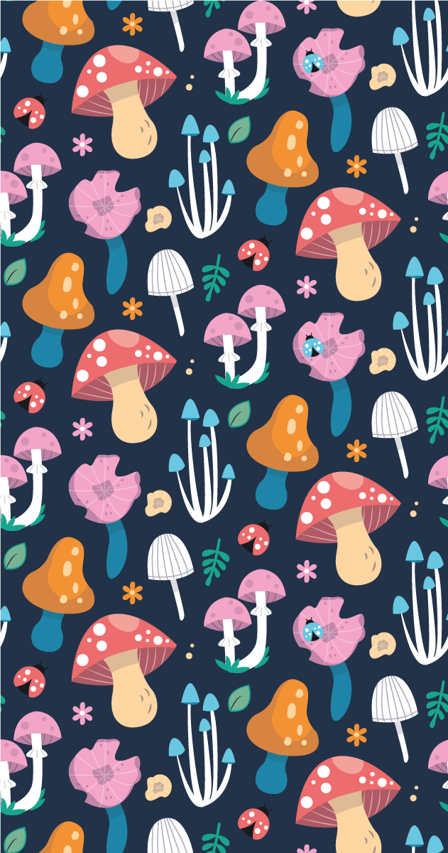Tapis vinyle cuisine motif champignons et coccinelles - TenStickers