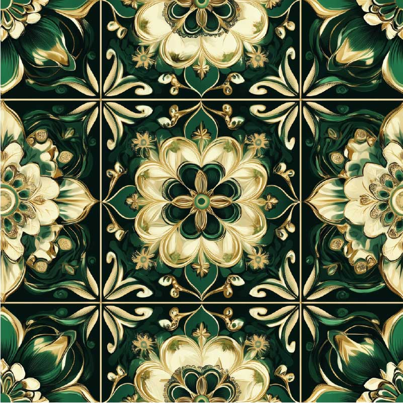 Tapis vinyle cuisine carreaux mosaïques botaniques - TenStickers