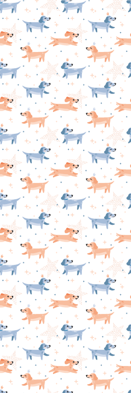 Tapis vinyle chambre chiots mignons avec couronne - TenStickers