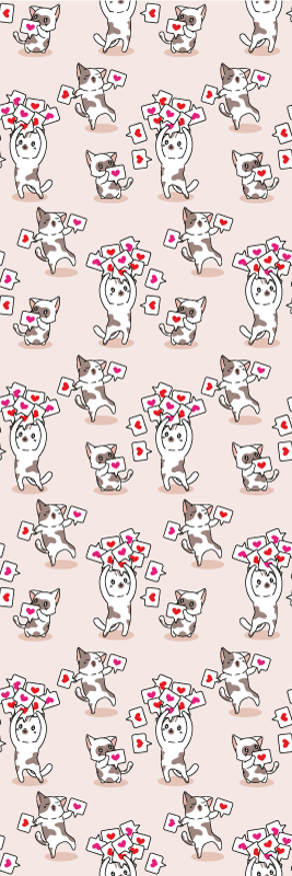 Tapis vinyle chambre motif chats avec cœurs - TenStickers