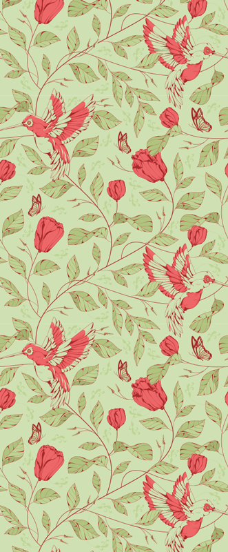 Tapis vinyle chambre motif tulipes rouges sur fond vert - TenStickers