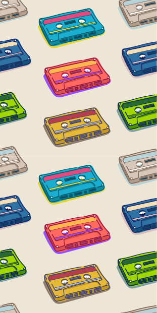 Tapis vinyle chambre motif cassette rétro multicolore - TenStickers