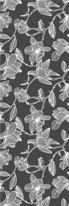 Tapis vinyle chambre design fleur de magnolia blanc et gris - TenStickers