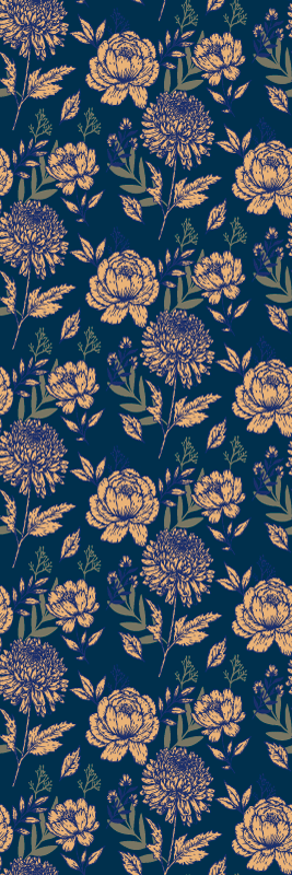 Tapis vinyle chambre motif provençal bleu et jaune - TenStickers