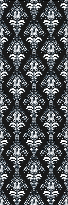 Tapis vinyle chambre motif provincial noir et blanc - TenStickers