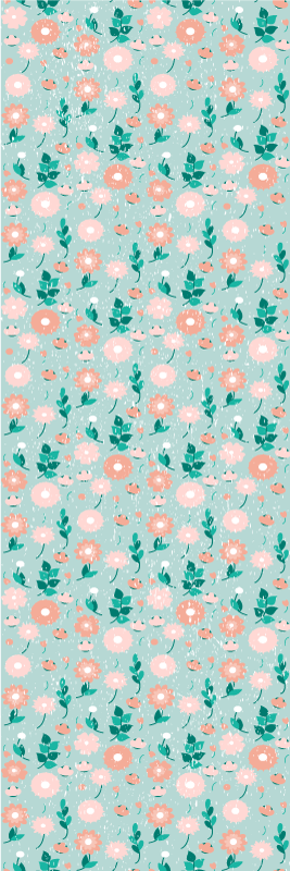 Tapis vinyle chambre fleuri bleu style shabby chic - TenStickers
